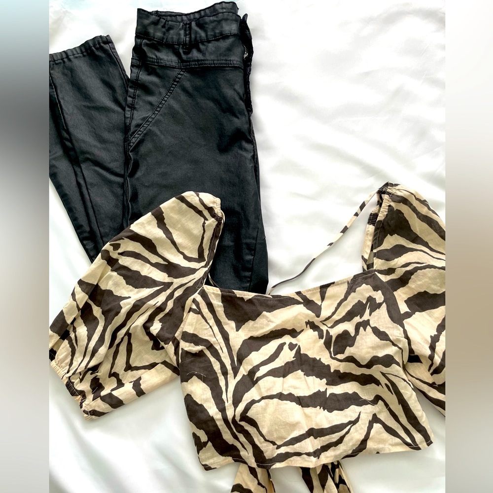 BUNDLE SHIRT AND LEATHER PANTS.